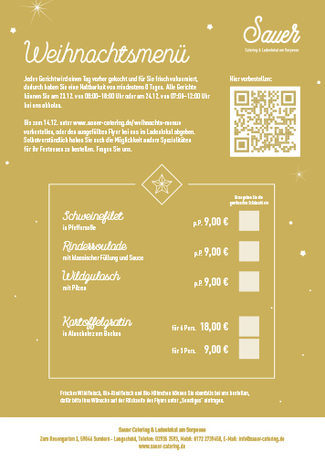 Weihnachtsmenü Flyer